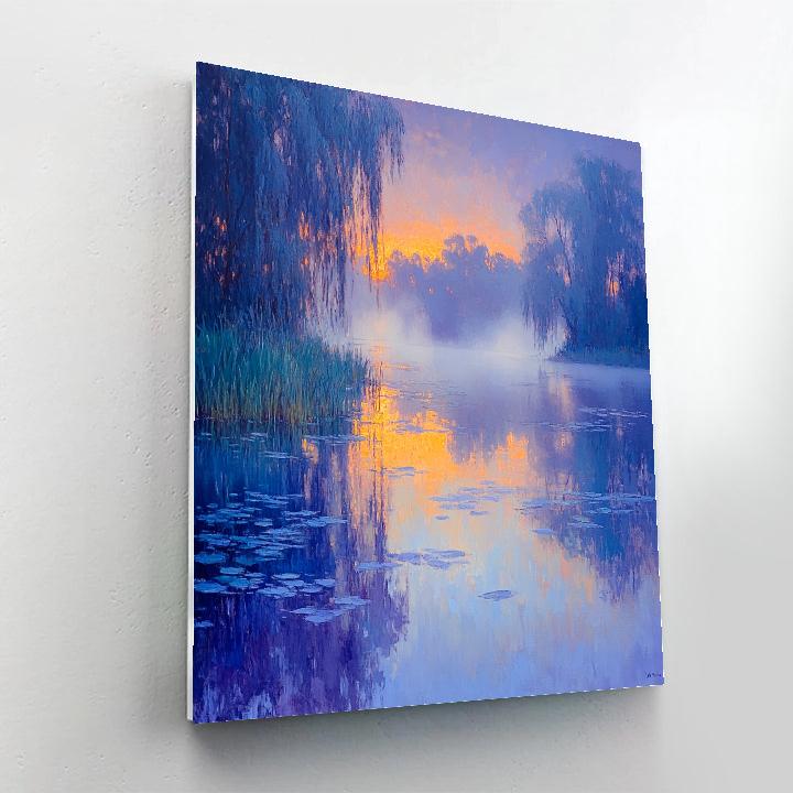 Claude Monet Inspired Twilight Lakeside Number painting