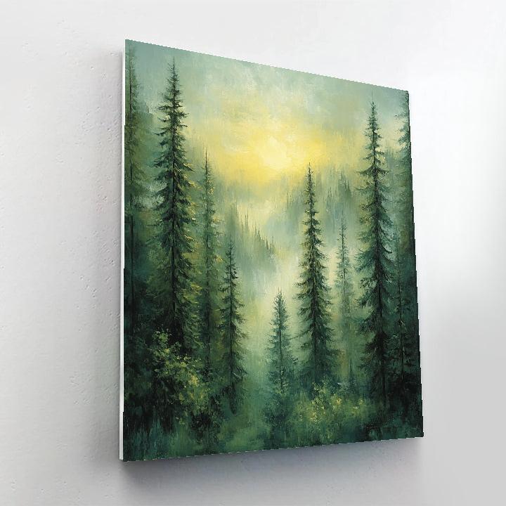 Frederick Varley Inspired Misty Morning Over Pine Forest painting number kit
