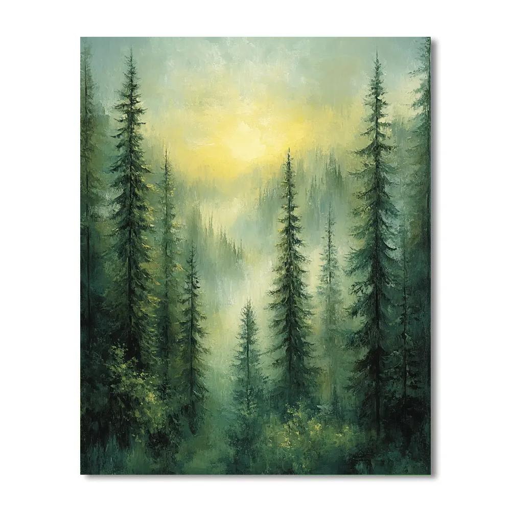Frederick Varley Inspired Misty Morning Over Pine Forest painting number kit