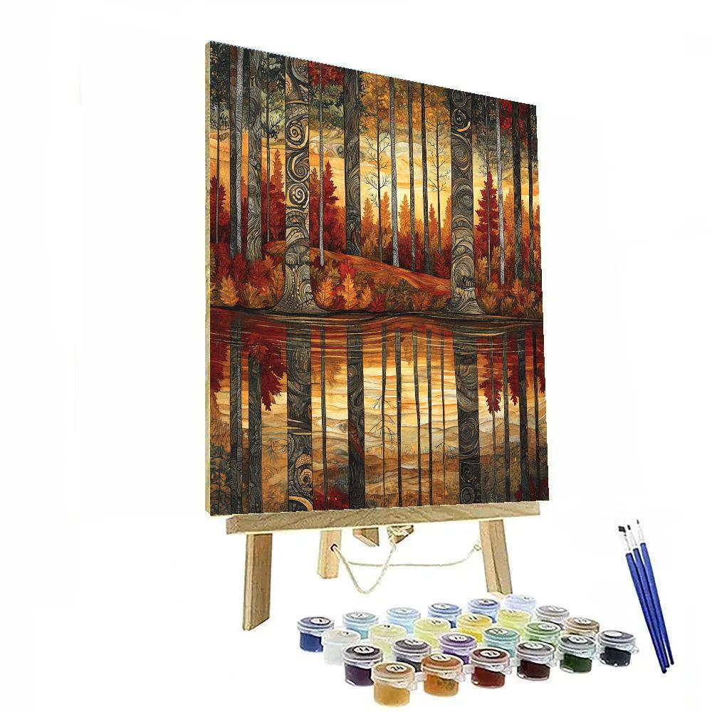 J E H MacDonald Inspired Autumn Forest Reflections paint by number