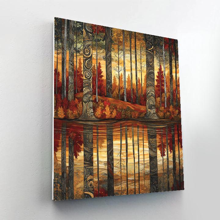 J E H MacDonald Inspired Autumn Forest Reflections paint by number