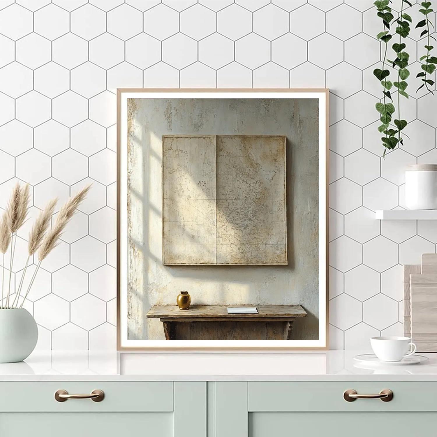 Johannes Vermeer Inspired Interior Wall With Map And Sun Patch painting number kit