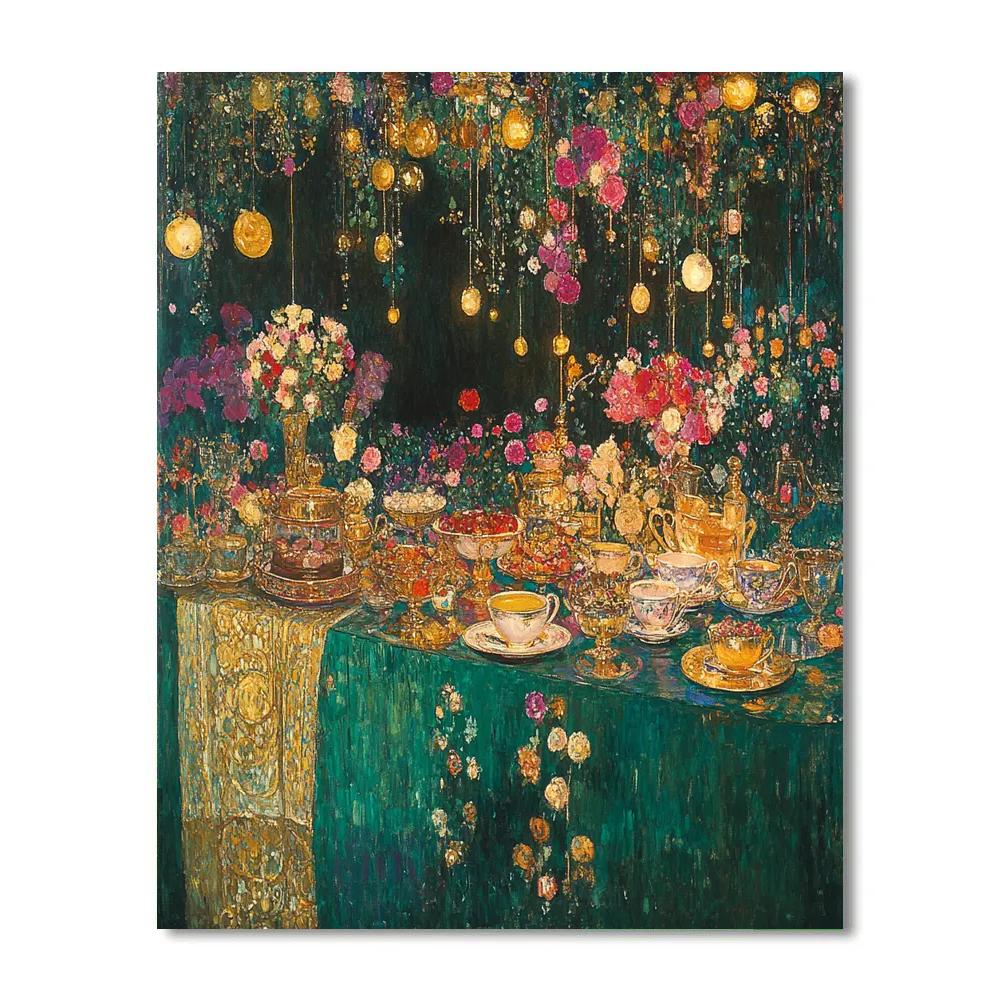 Gustav Klimt Inspired Ornate Tea Party paint by number