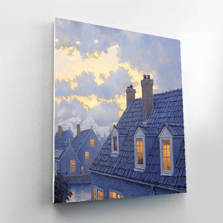 Johannes Vermeer Inspired Gabled Rooftops At Dawn Paint by numbers kits