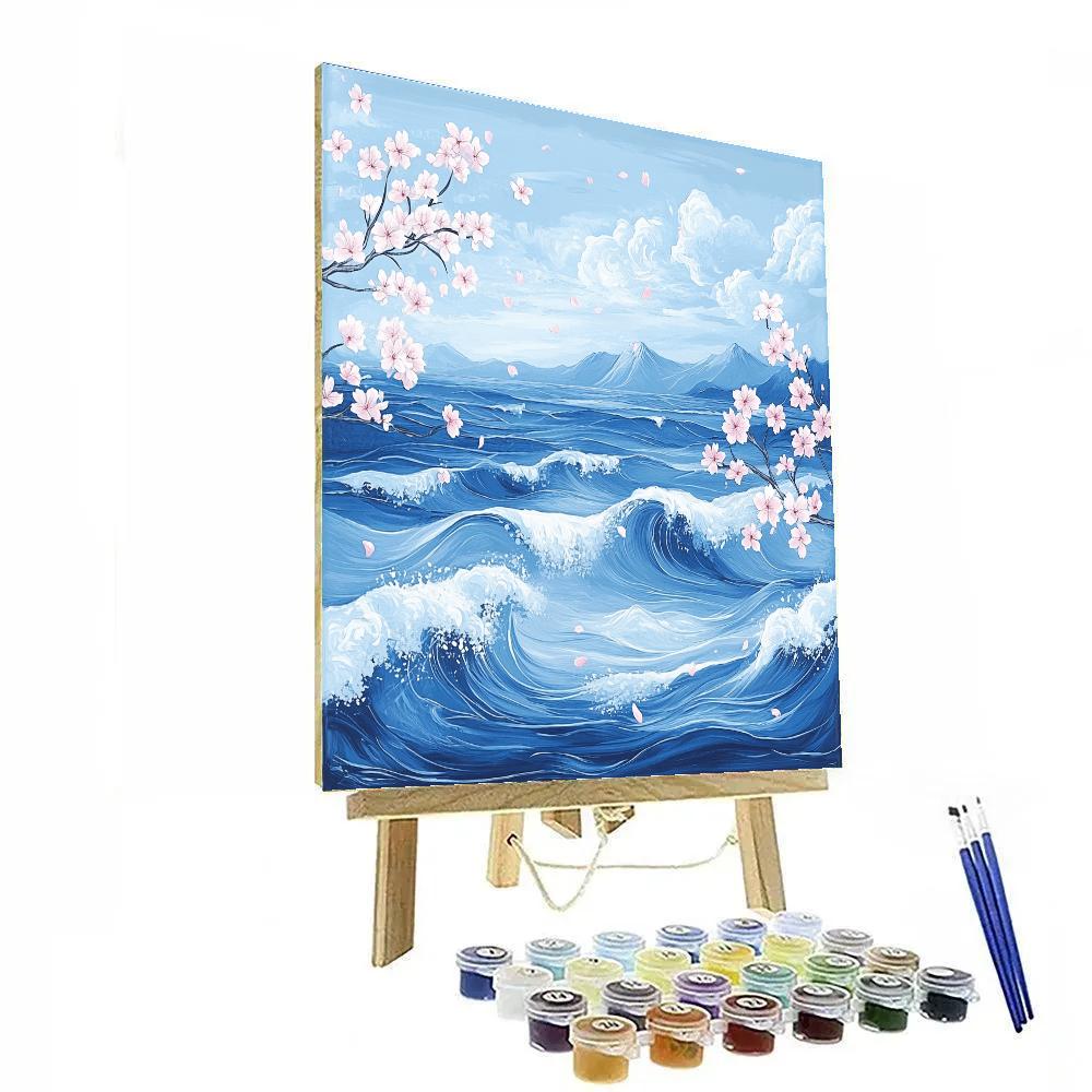 Hokusai Inspired Tranquil Waters DIY paint by numbers