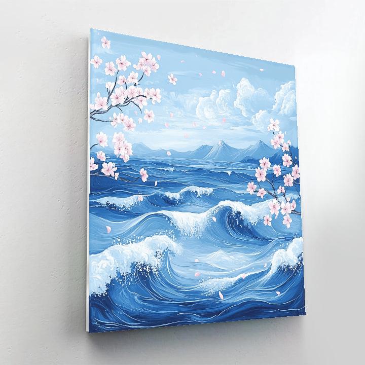 Hokusai Inspired Tranquil Waters DIY paint by numbers