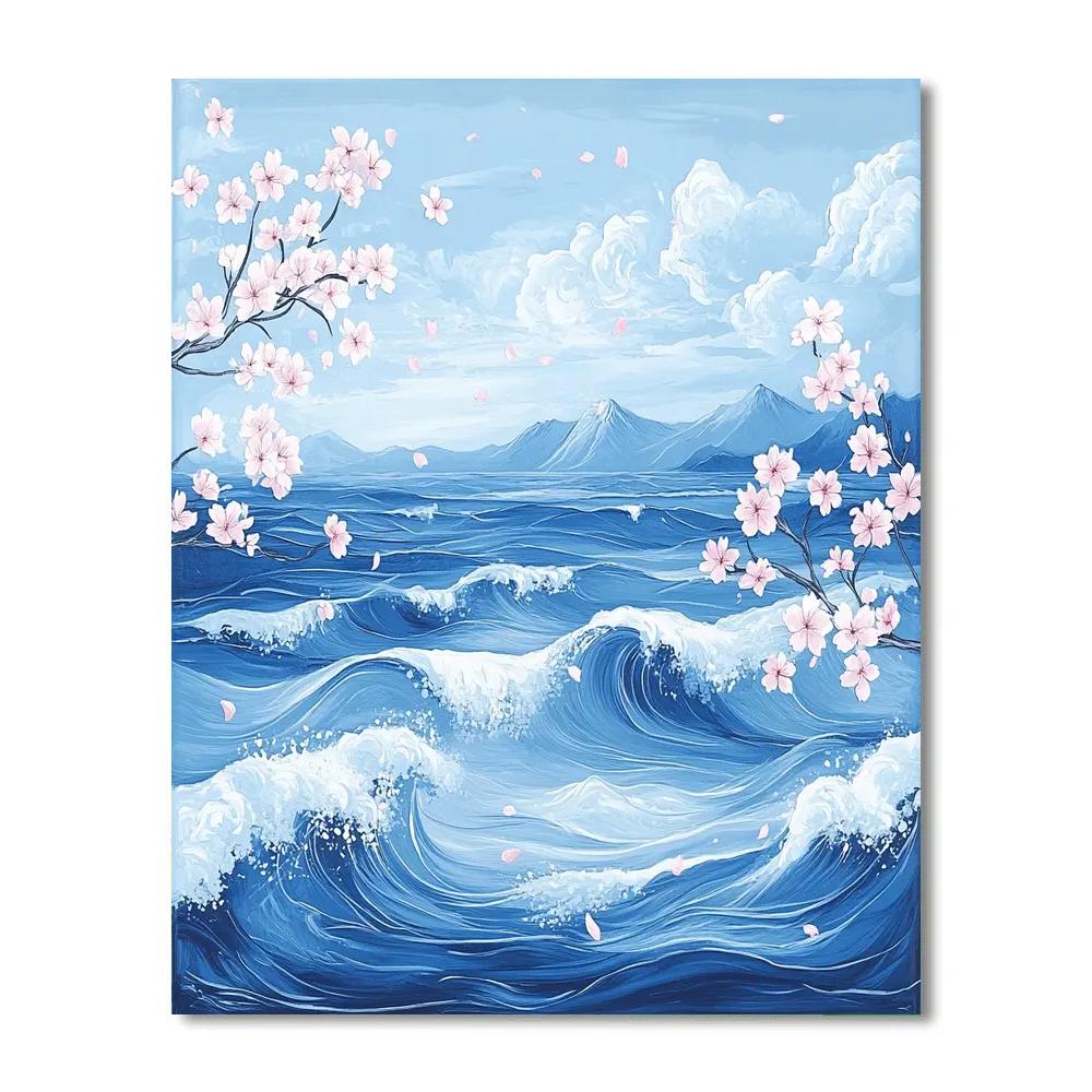 Hokusai Inspired Tranquil Waters DIY paint by numbers