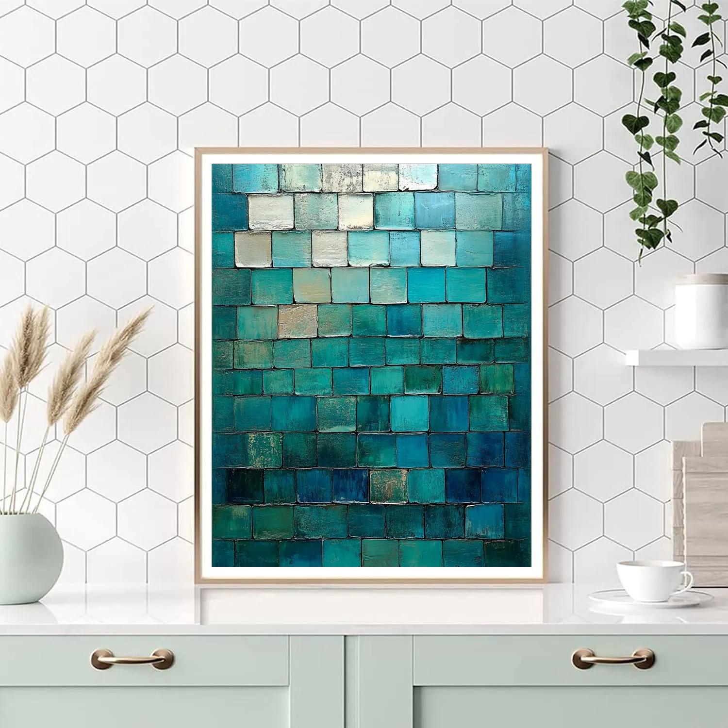 Jean-Paul Riopelle Inspired River Of Reflective Tiles paint by numbers