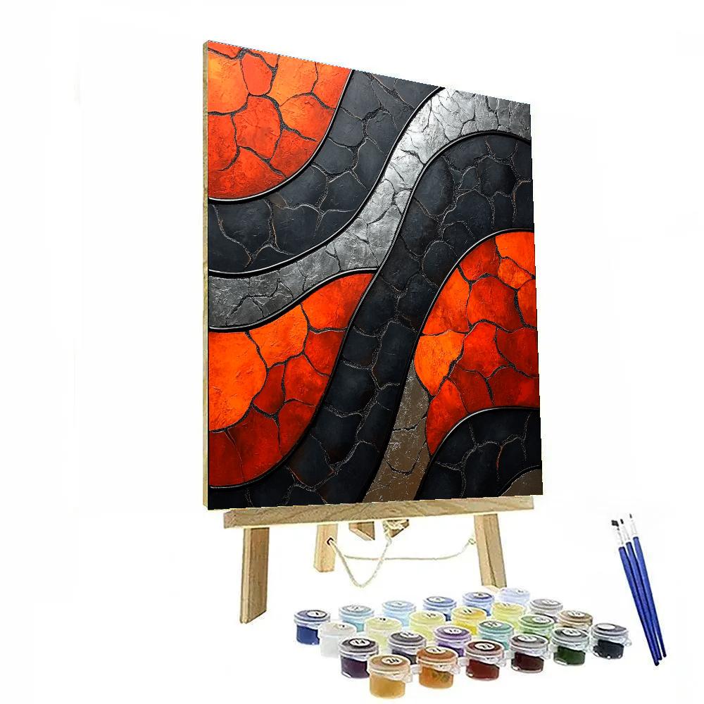 Jean-Paul Riopelle Inspired Volcanic Rhythm In Impasto Blocks Number painting