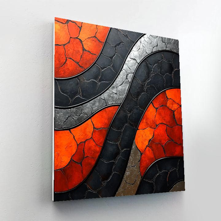 Jean-Paul Riopelle Inspired Volcanic Rhythm In Impasto Blocks Number painting