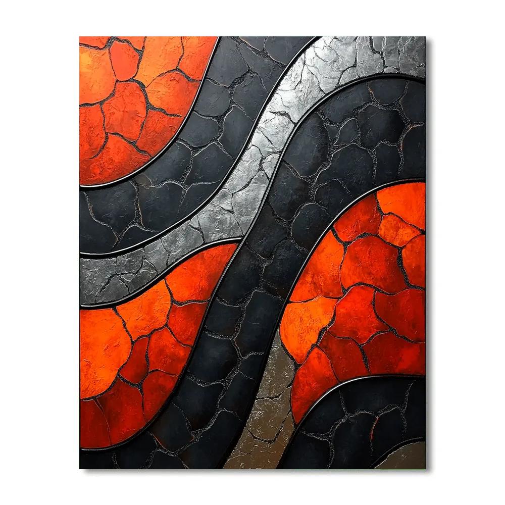 Jean-Paul Riopelle Inspired Volcanic Rhythm In Impasto Blocks Number painting