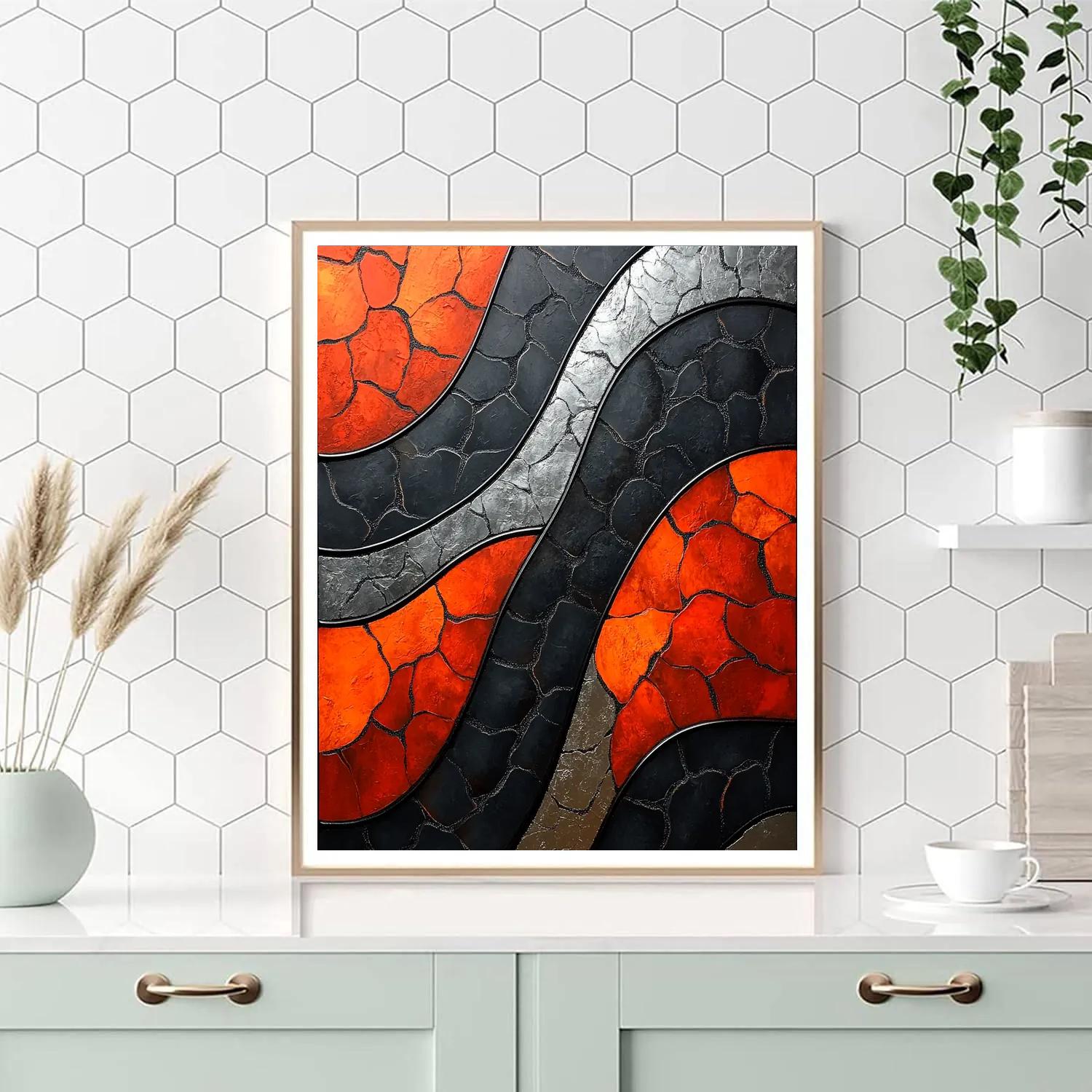 Jean-Paul Riopelle Inspired Volcanic Rhythm In Impasto Blocks Number painting