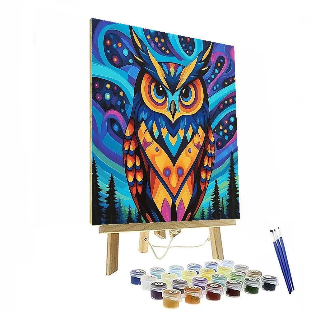 Norval Morrisseau Inspired Owl Of The Midnight Spirit DIY paint by numbers