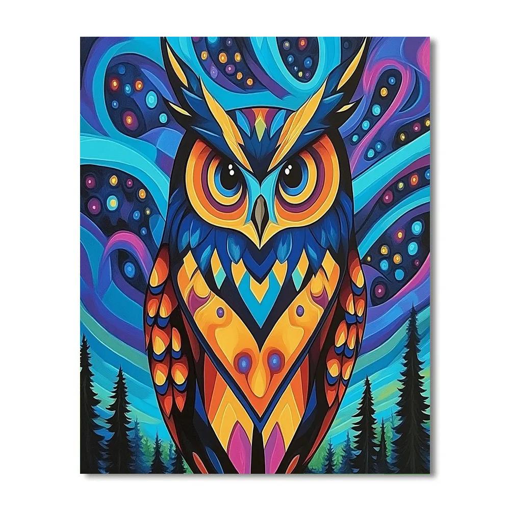 Norval Morrisseau Inspired Owl Of The Midnight Spirit DIY paint by numbers