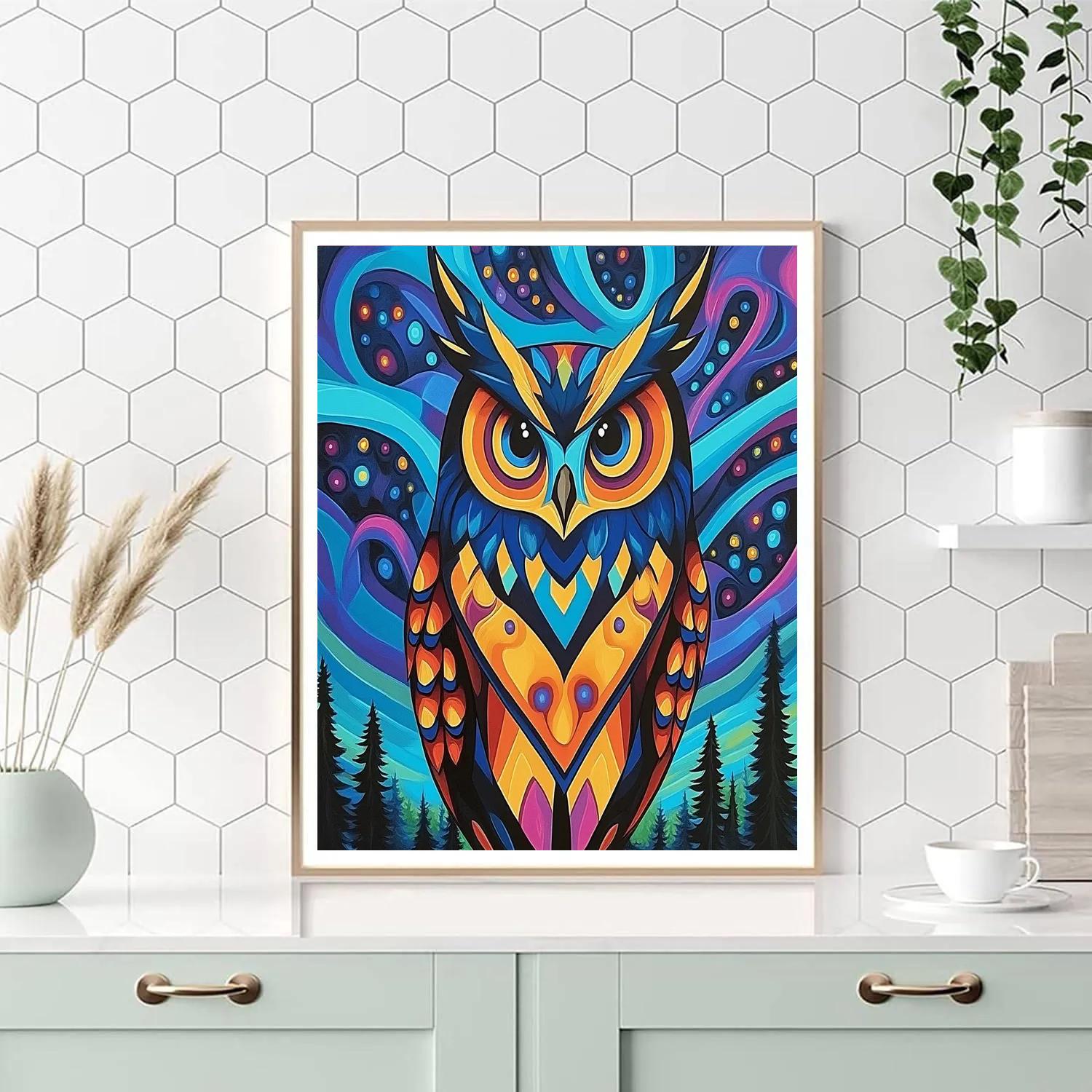 Norval Morrisseau Inspired Owl Of The Midnight Spirit DIY paint by numbers