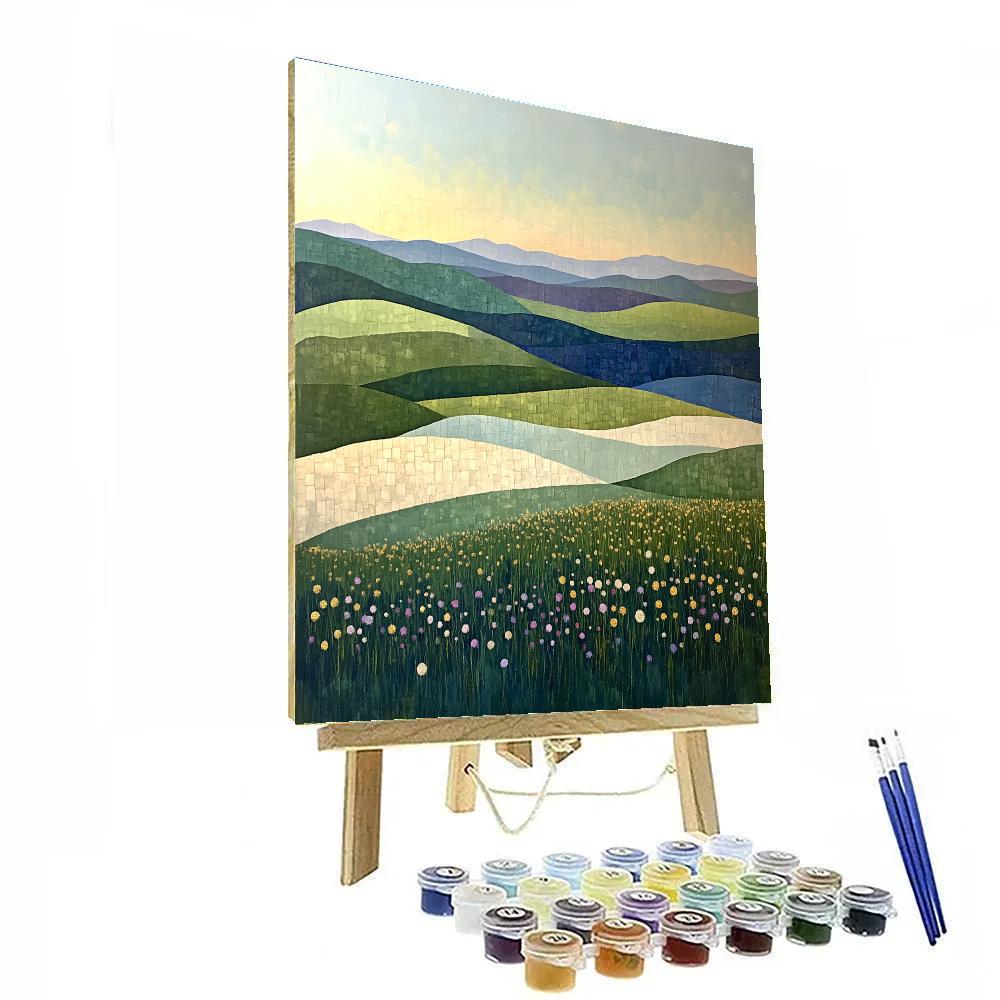 Jean-Paul Riopelle Inspired Twilight Mosaic Meadow paint by number