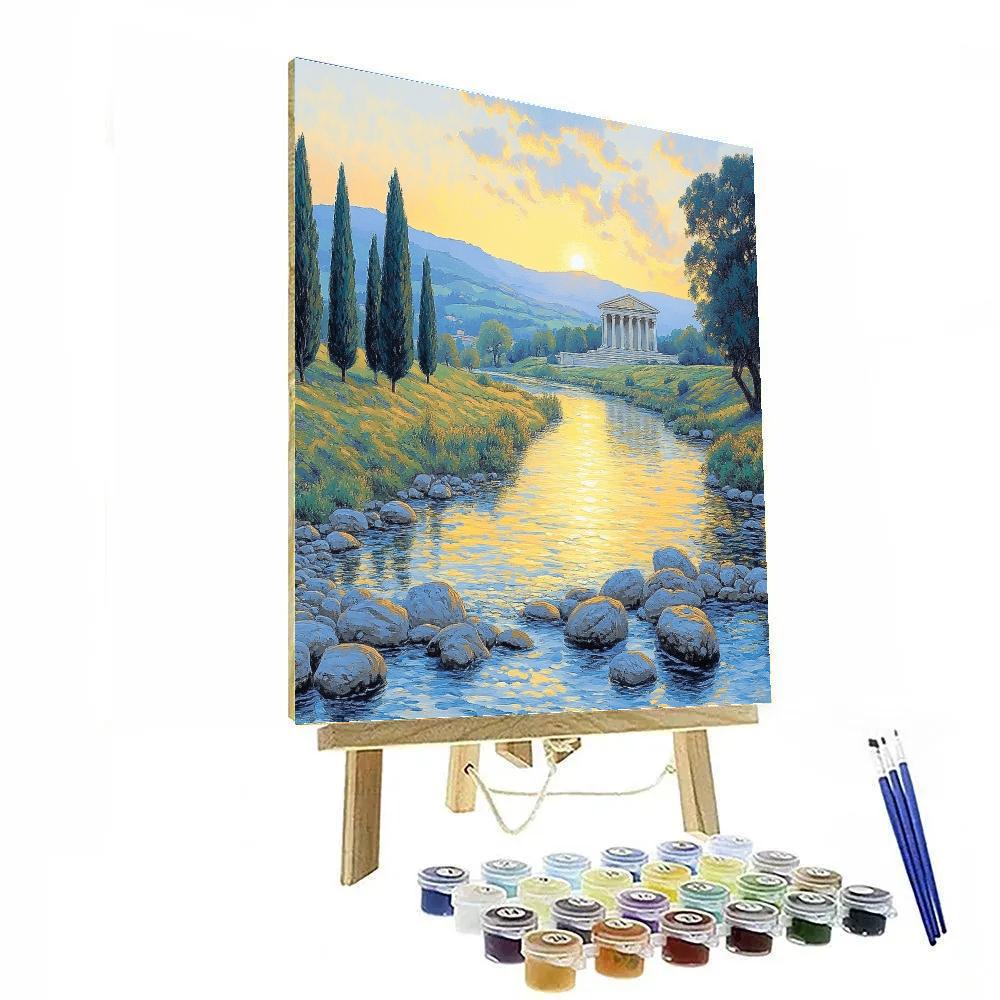 Raphael Inspired Serene Riverside Vista paint by number