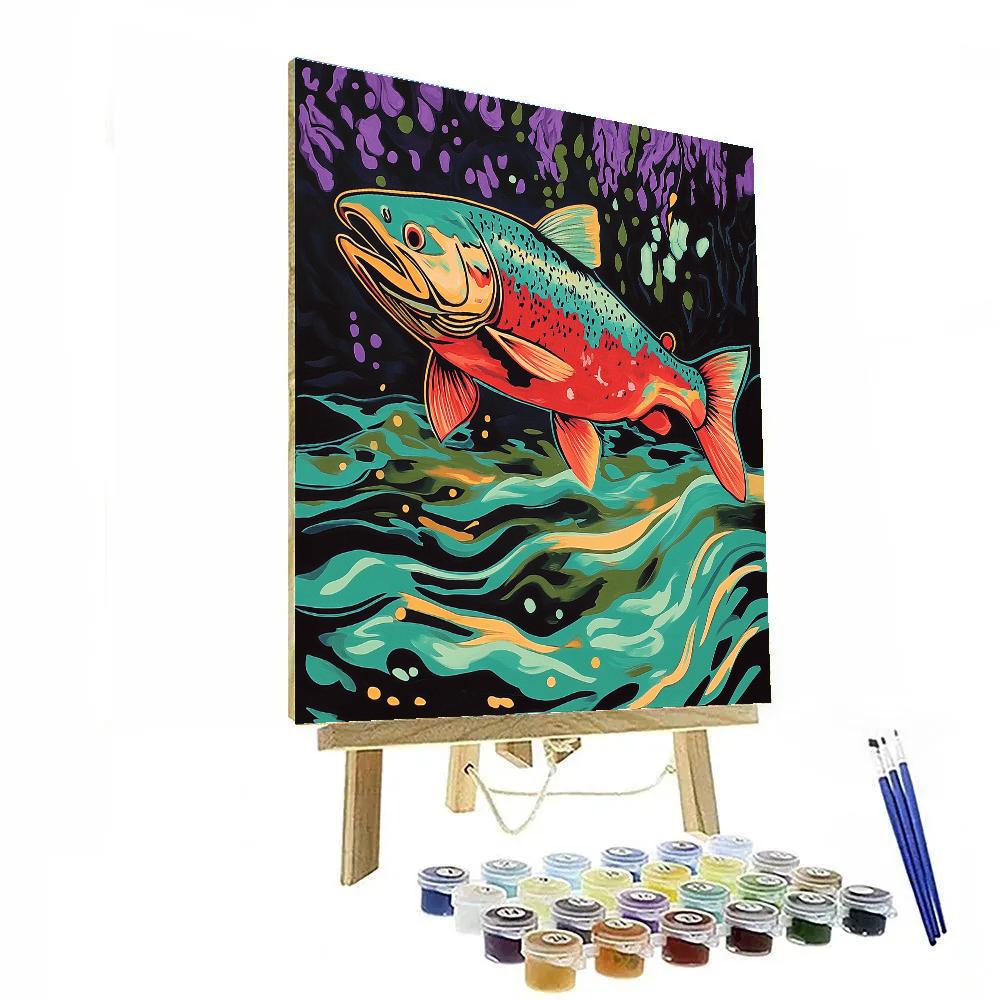 Norval Morrisseau Inspired Salmon Of The Sacred River paint by number