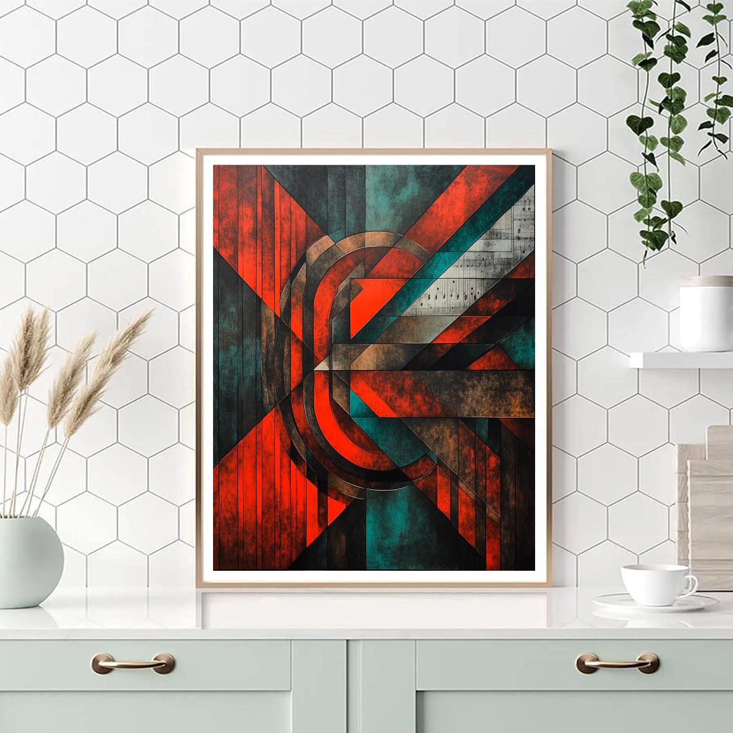 Pablo Picasso Inspired Cubist Guitar Reimagined paint by numbers