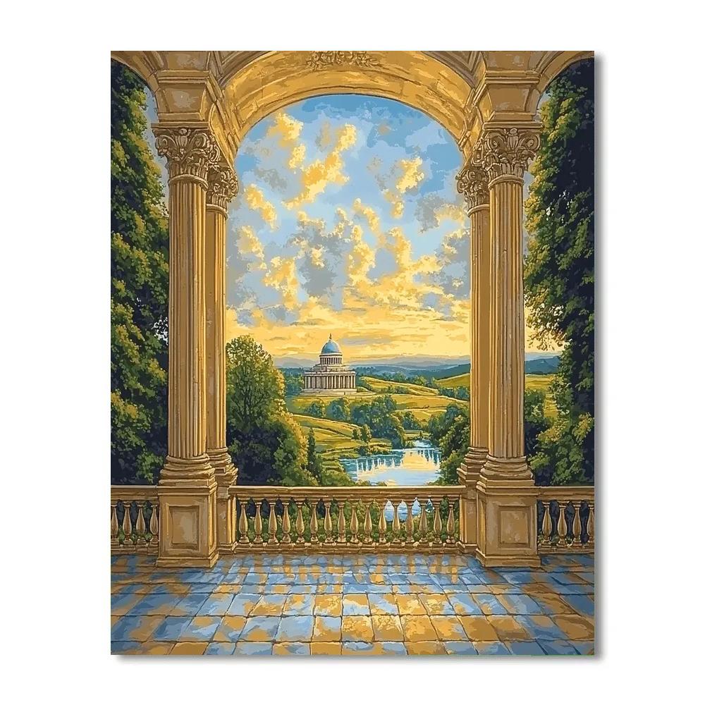 Raphael Inspired Classical Archway At Dusk Painting by numbers kit