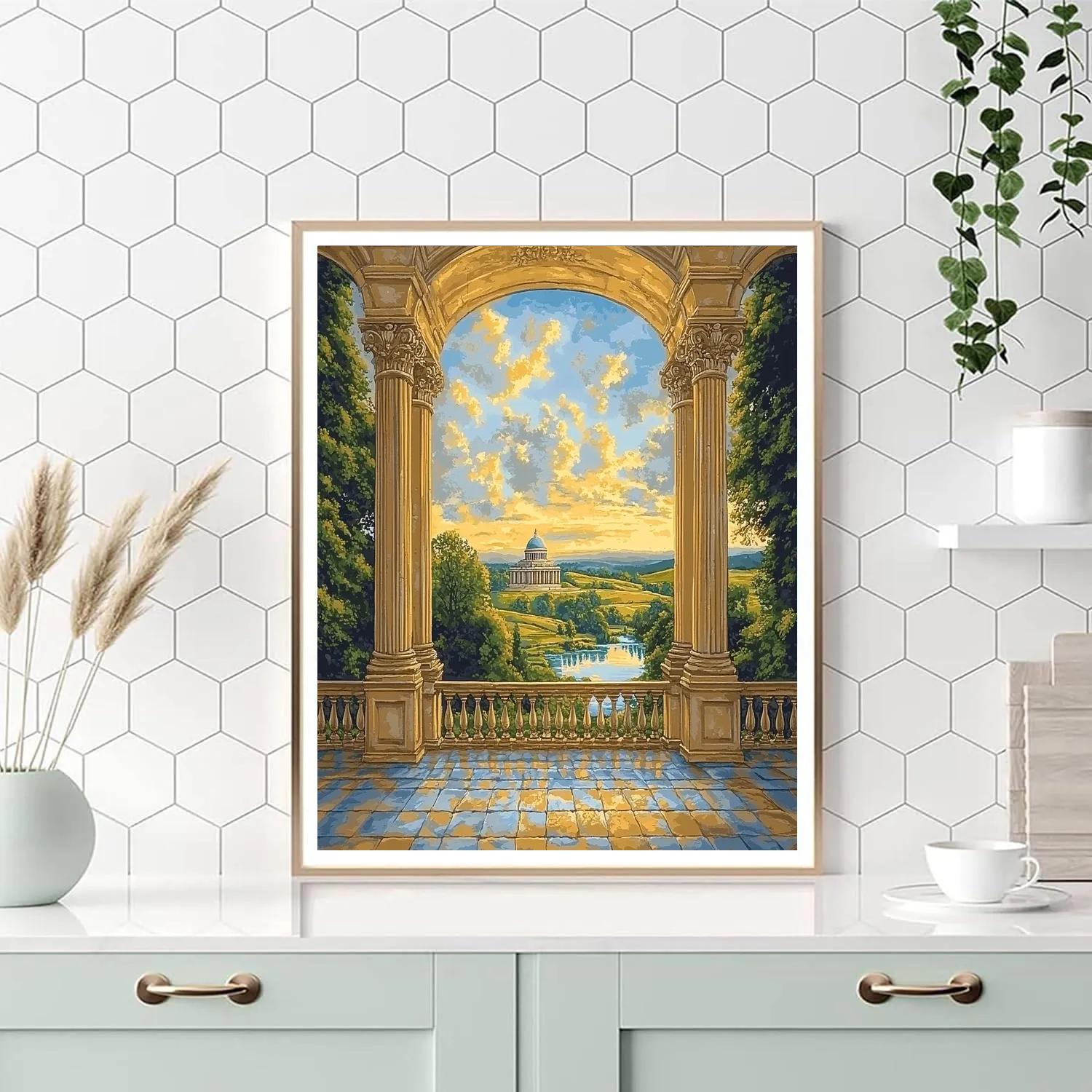 Raphael Inspired Classical Archway At Dusk Painting by numbers kit