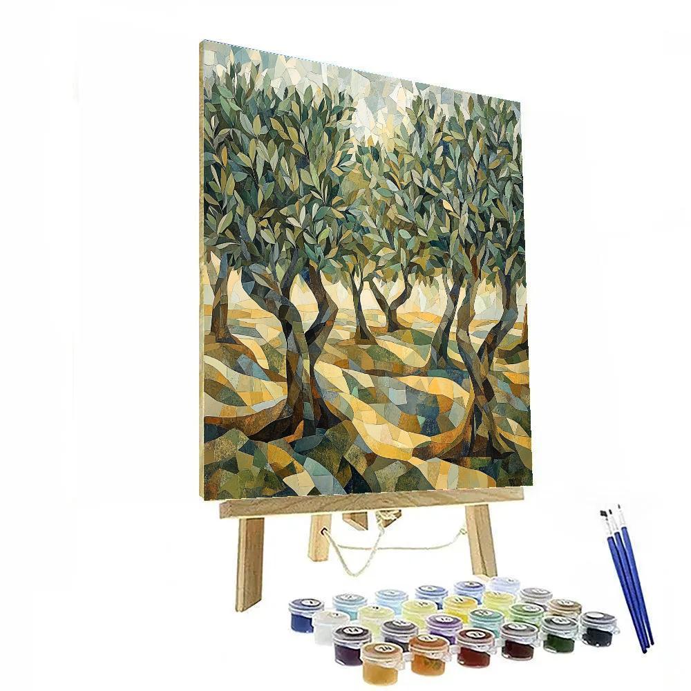 Pablo Picasso Inspired Cubist Olive Grove Abstraction paint by number