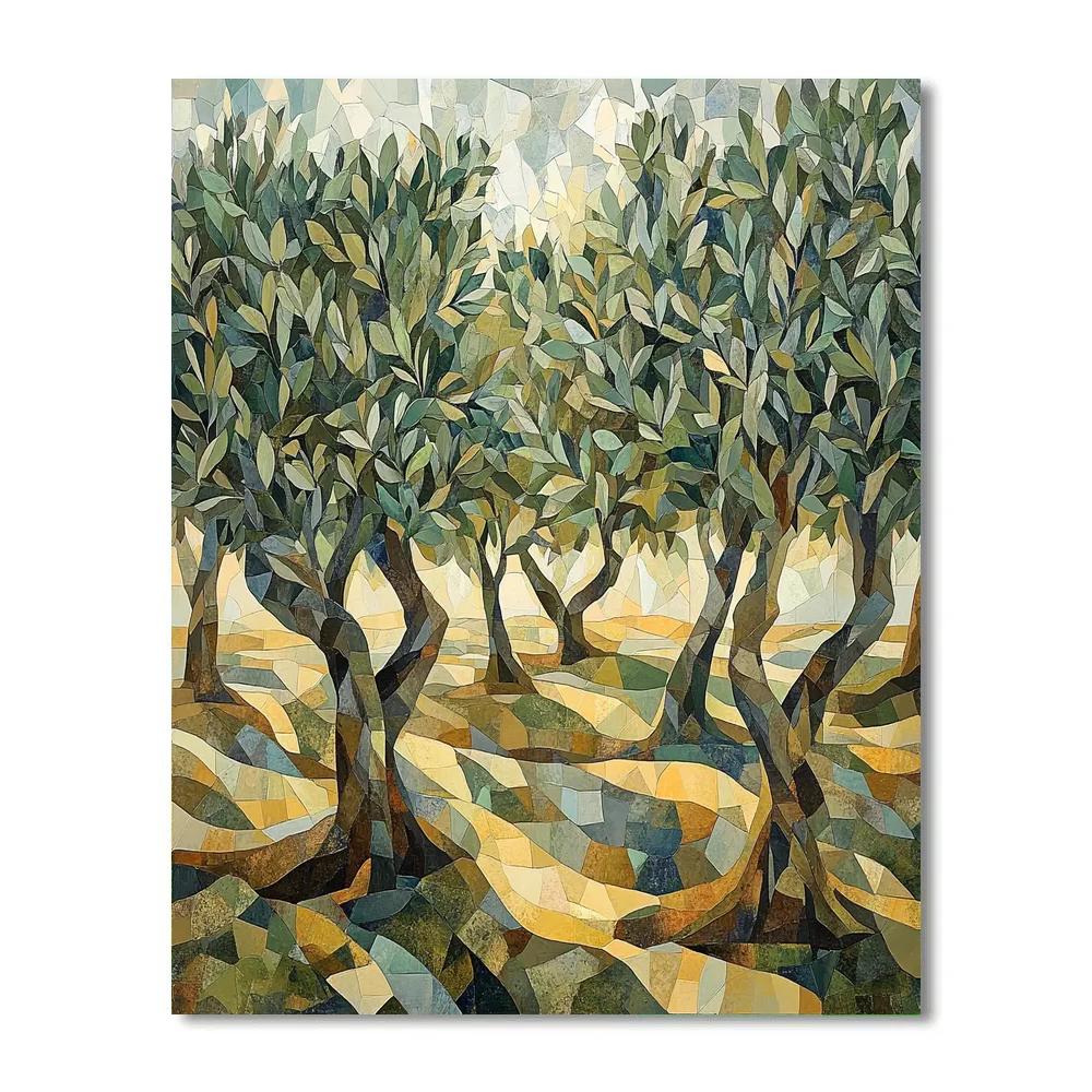 Pablo Picasso Inspired Cubist Olive Grove Abstraction paint by number