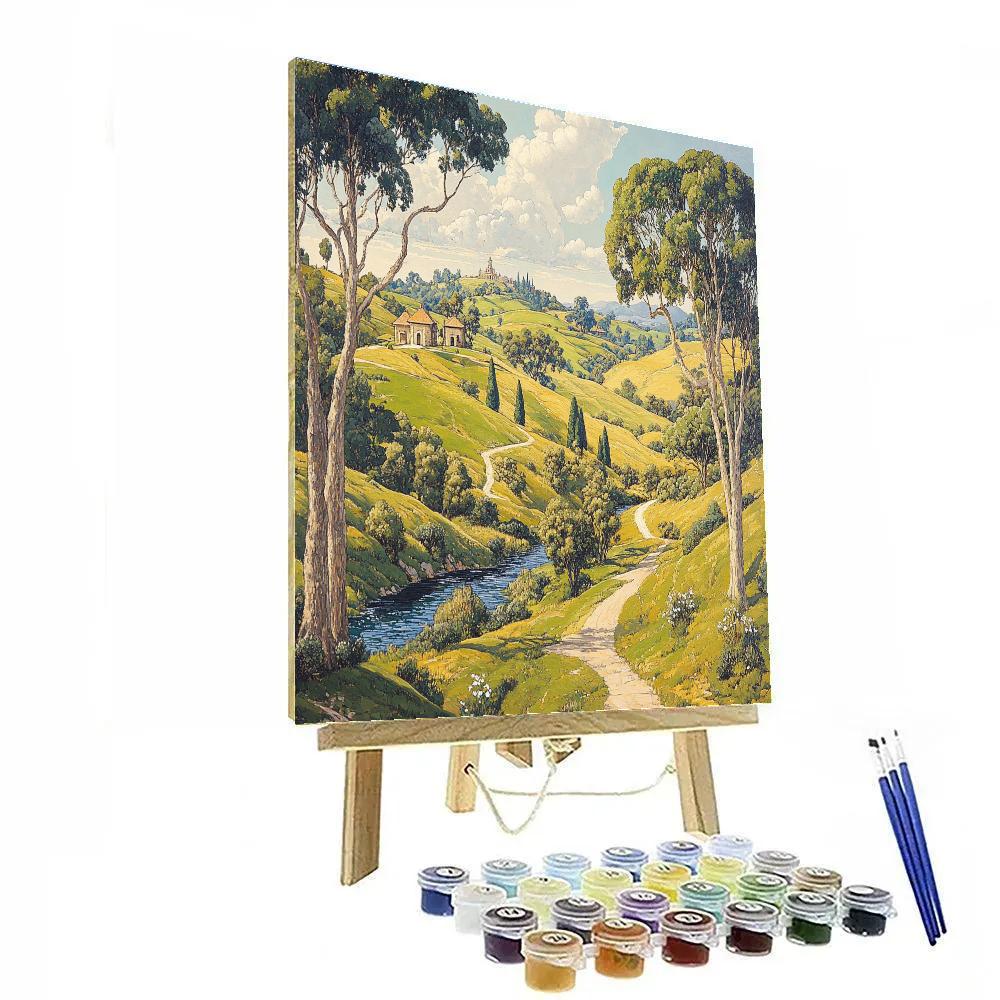 Raphael Inspired Idealized Rolling Hills And Temple Number painting