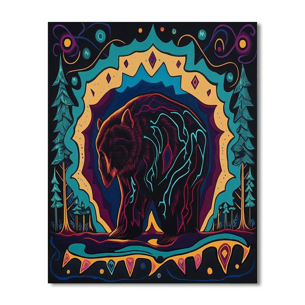Norval Morrisseau Inspired Bear Of The Forest Thunder Paint by numbers art