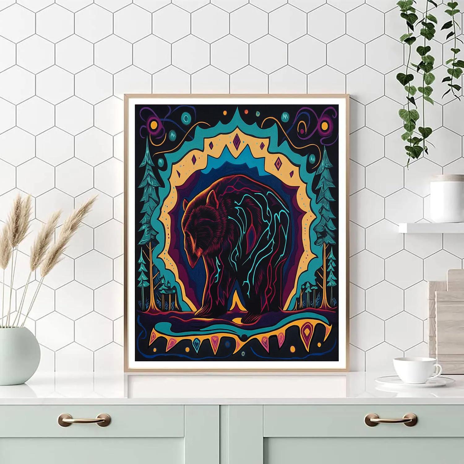 Norval Morrisseau Inspired Bear Of The Forest Thunder Paint by numbers art