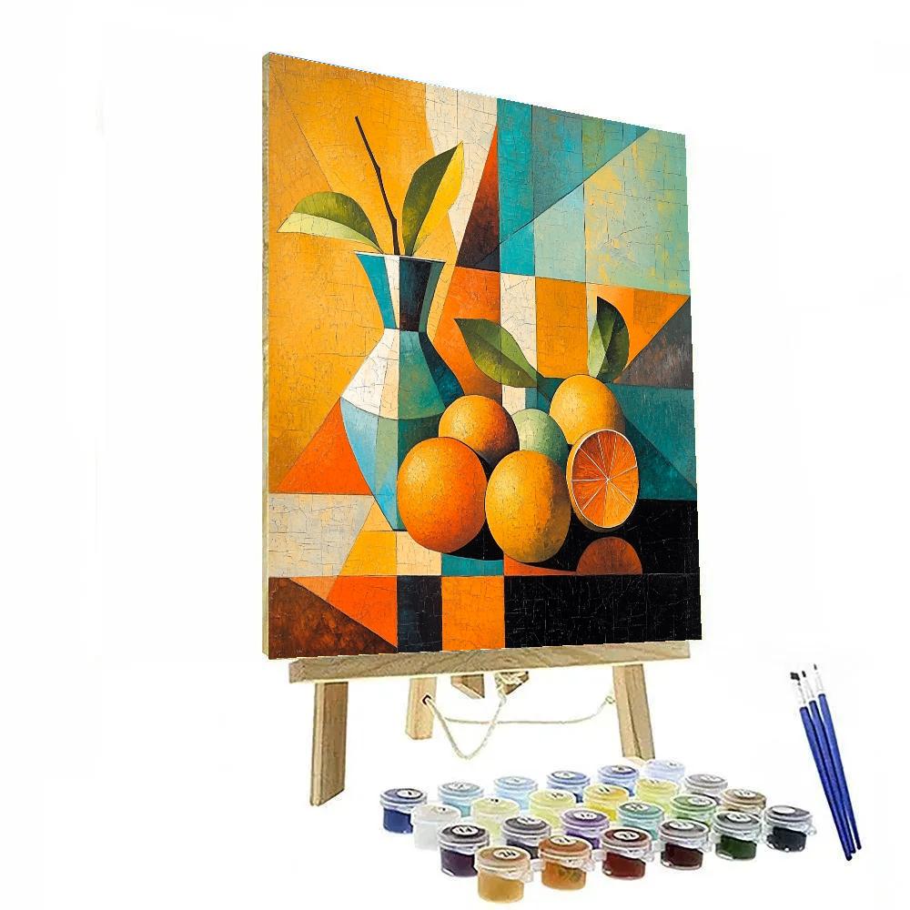 Pablo Picasso Inspired Geometric Citrus Still Life DIY paint by numbers
