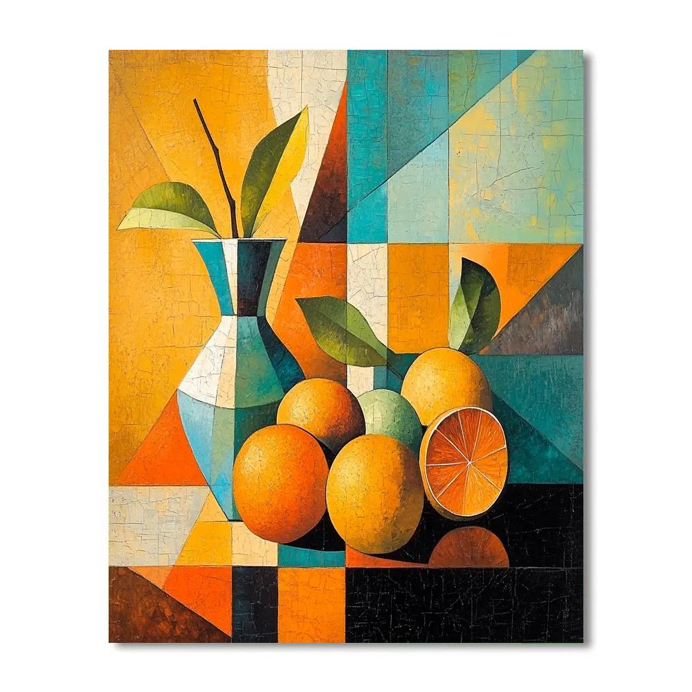 Pablo Picasso Inspired Geometric Citrus Still Life DIY paint by numbers