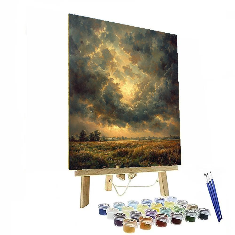 Rembrandt Inspired Stormy Sky Over Dutch Meadow Painting by numbers kit