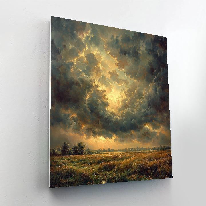 Rembrandt Inspired Stormy Sky Over Dutch Meadow Painting by numbers kit