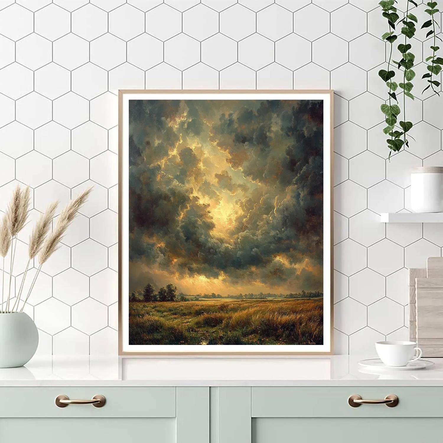 Rembrandt Inspired Stormy Sky Over Dutch Meadow Painting by numbers kit