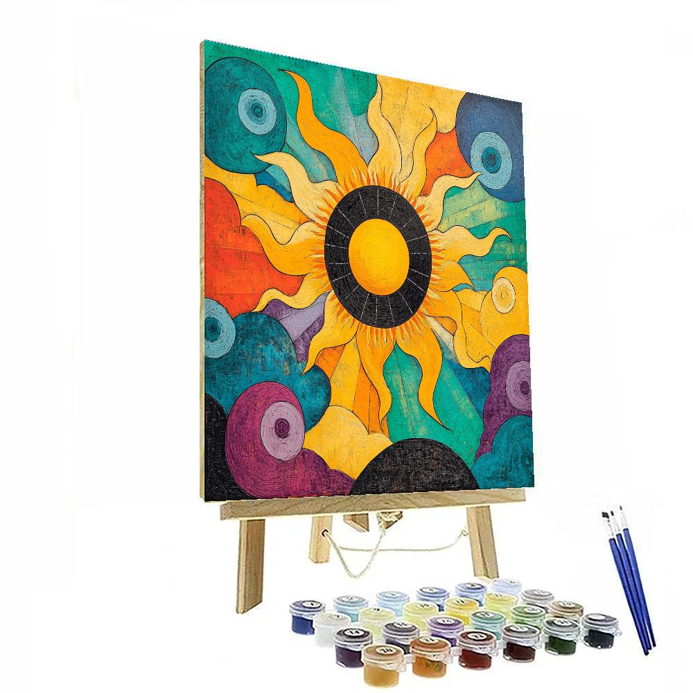 Norval Morrisseau Inspired Sky And Sun In Cosmic Dance paint by numbers