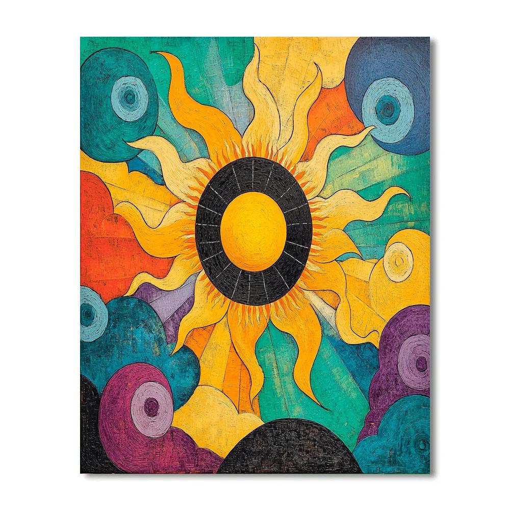 Norval Morrisseau Inspired Sky And Sun In Cosmic Dance paint by numbers