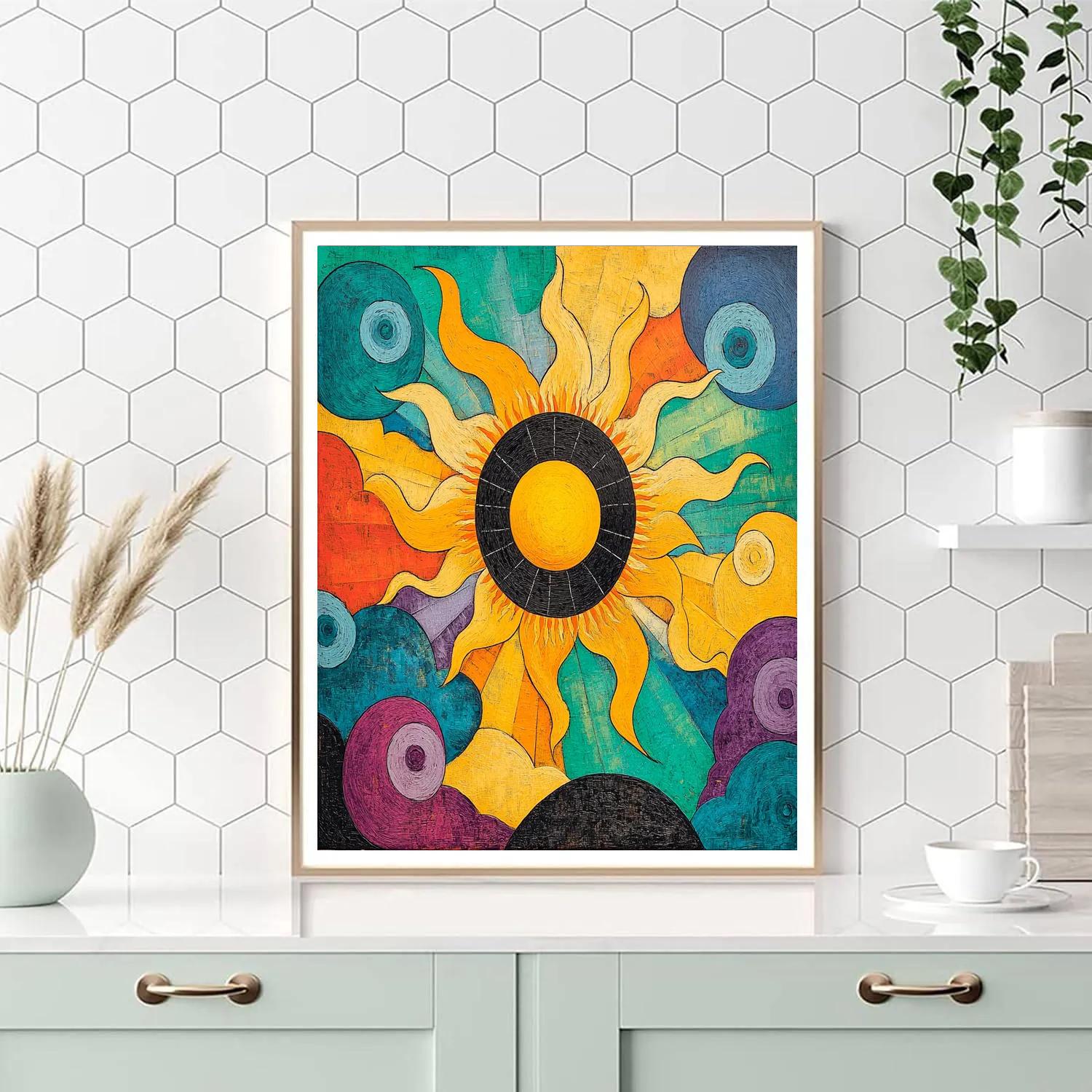 Norval Morrisseau Inspired Sky And Sun In Cosmic Dance paint by numbers