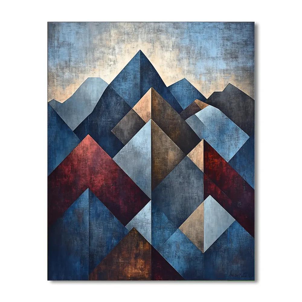 Pablo Picasso Inspired Abstract Cubist Mountain Skyline Paint by numbers art
