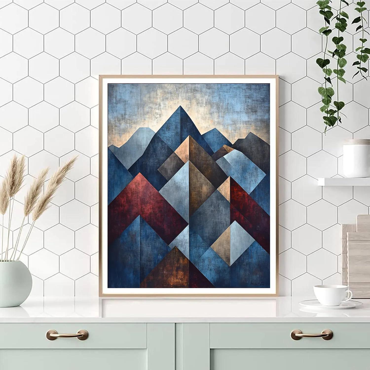 Pablo Picasso Inspired Abstract Cubist Mountain Skyline Paint by numbers art