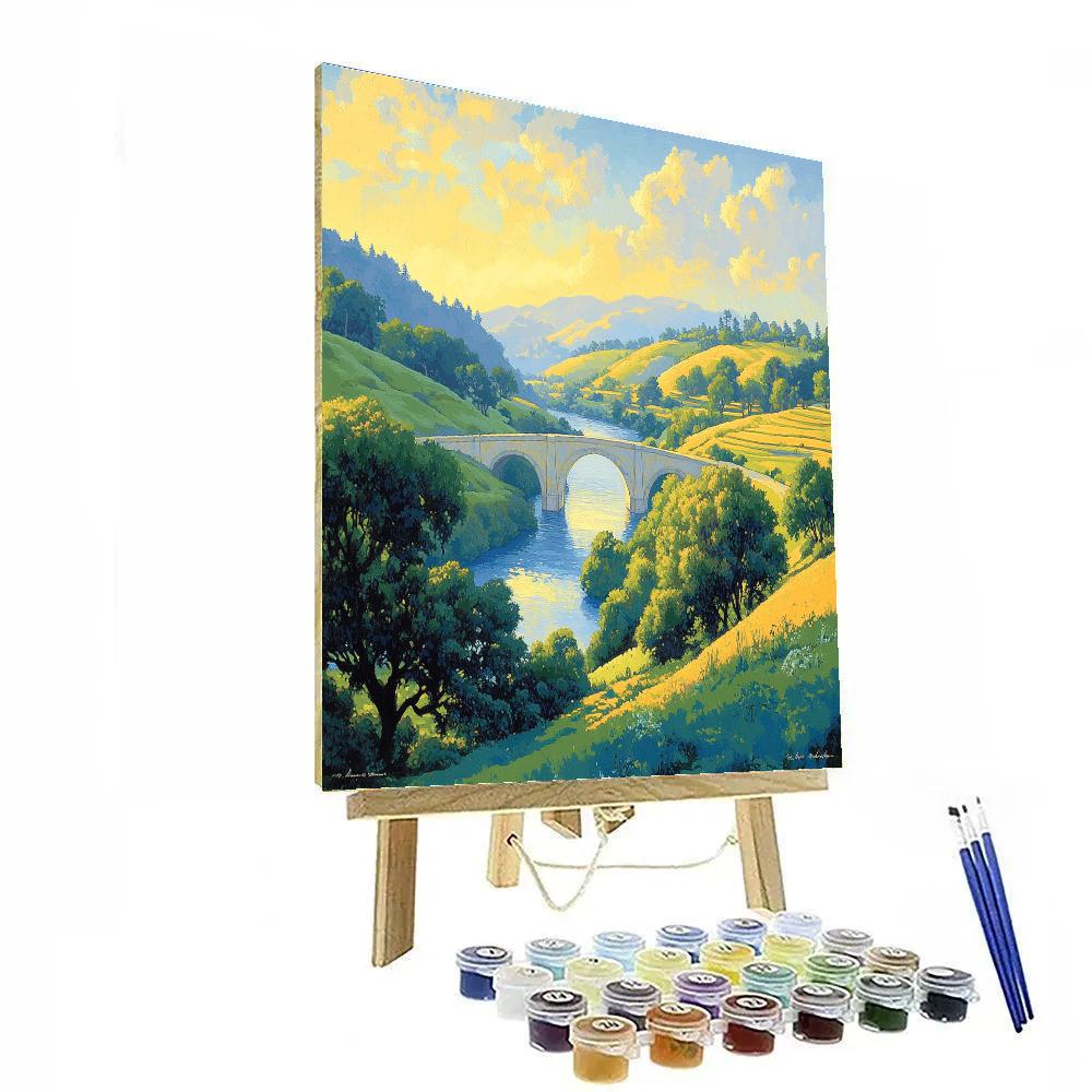 Raphael Inspired Luminous Valley With Arched Causeway paint by numbers
