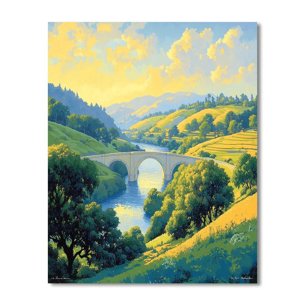 Raphael Inspired Luminous Valley With Arched Causeway paint by numbers
