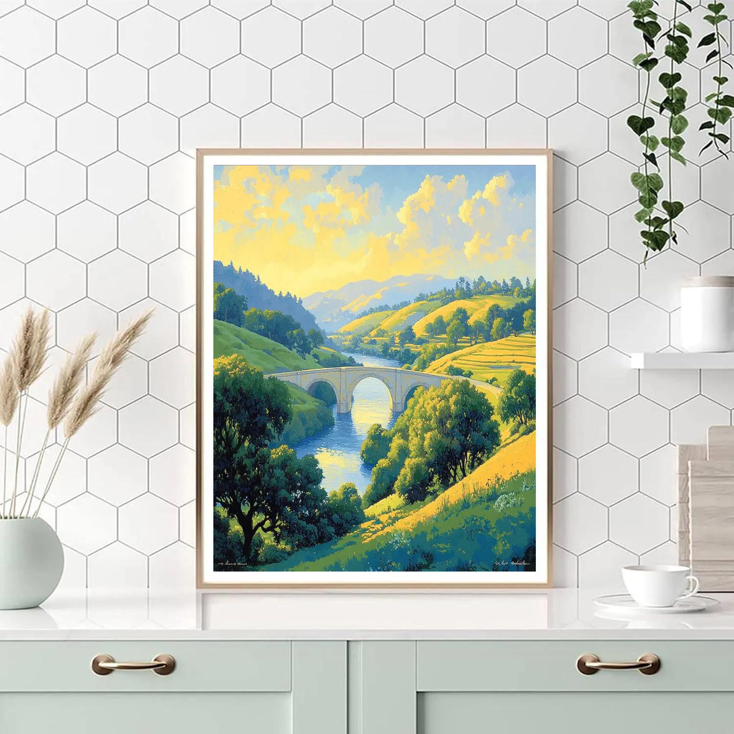 Raphael Inspired Luminous Valley With Arched Causeway paint by numbers