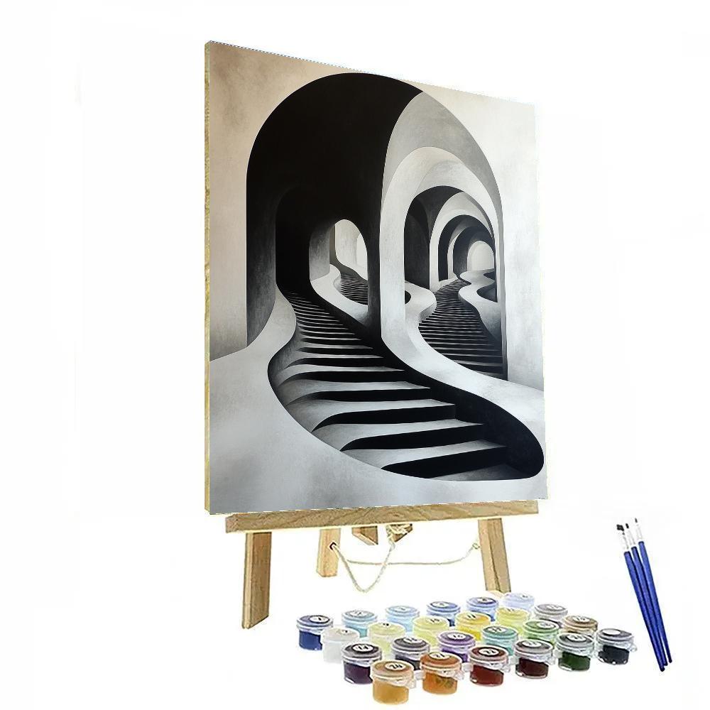 M.C. Escher Inspired Infinite Stairwell Of Waves Paint by numbers kits