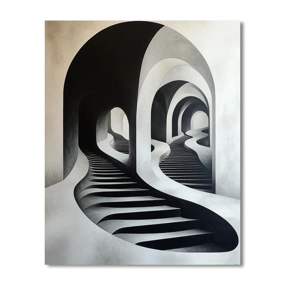 M.C. Escher Inspired Infinite Stairwell Of Waves Paint by numbers kits