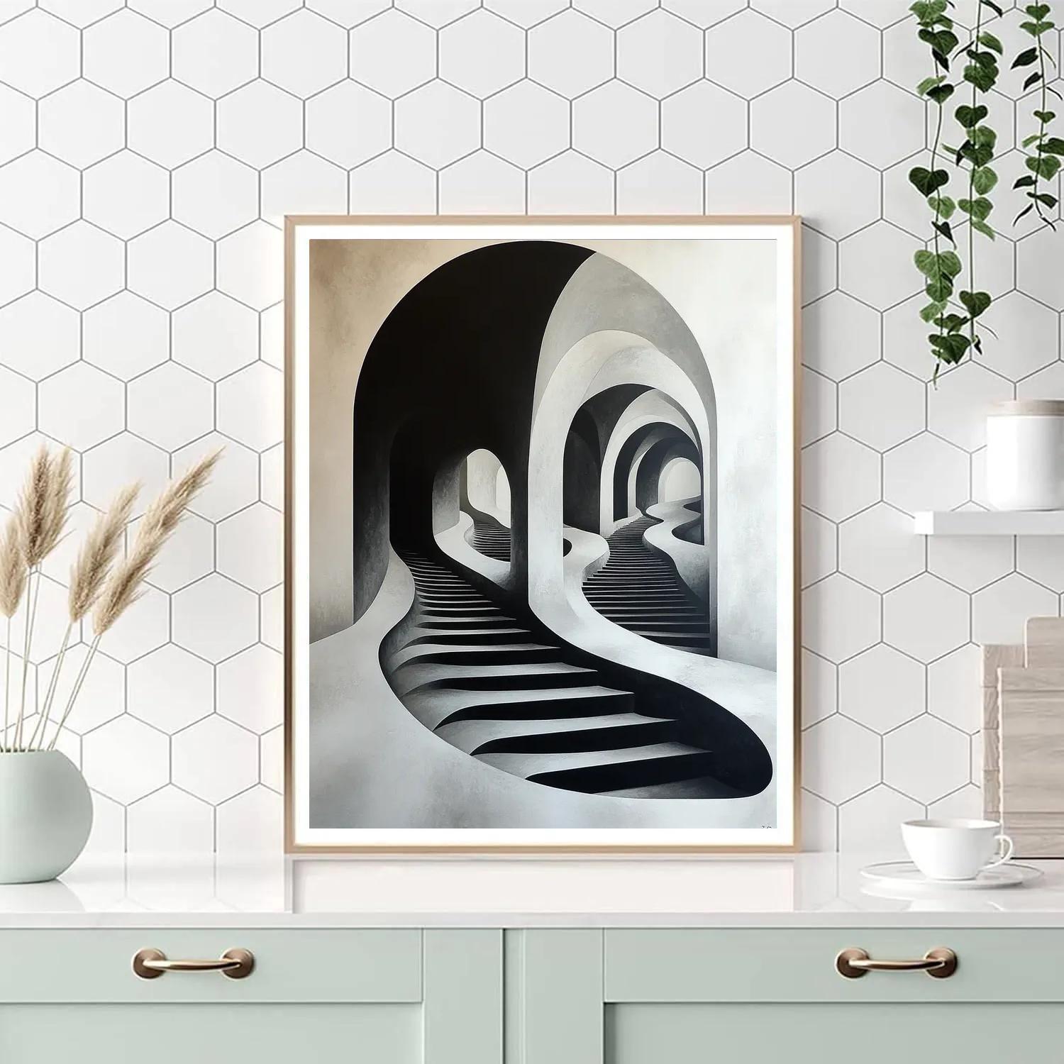 M.C. Escher Inspired Infinite Stairwell Of Waves Paint by numbers kits