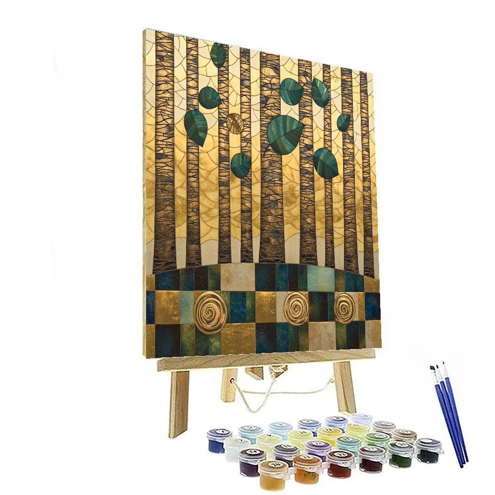 Gustav Klimt Inspired Golden Forest Mosaic Paint by numbers kits