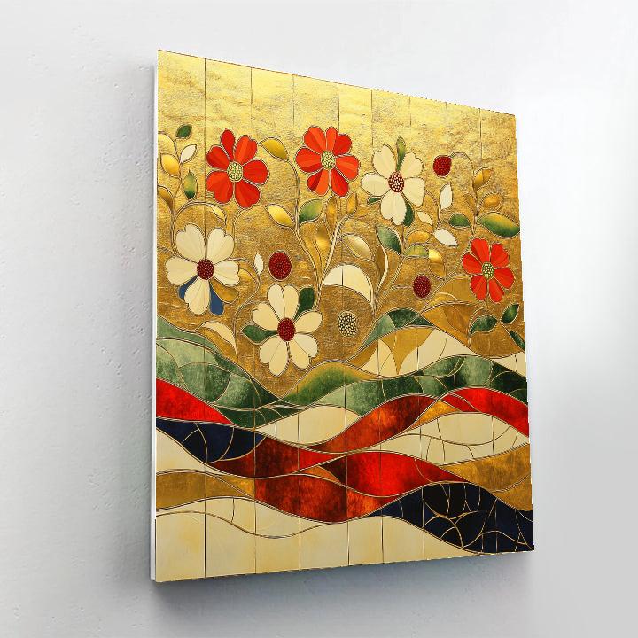 Gustav Klimt Inspired Decorative Meadow Of Flowers Numbered painting kits