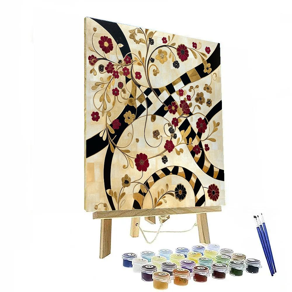 Gustav Klimt Inspired Mosaic Floral Tapestry Numbered painting kits