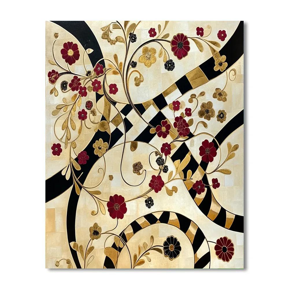 Gustav Klimt Inspired Mosaic Floral Tapestry Numbered painting kits